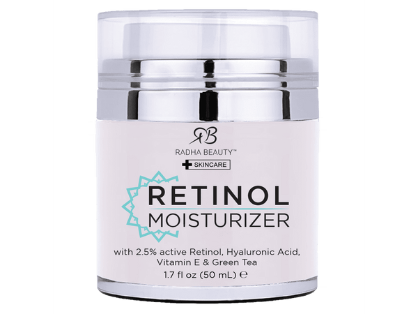 Radha Beauty Retinol Moisturizer Miracle Cream for Face, Hyaluronic Acid, Vitamin E and Green Tea. Best Night and Day Moisturizing Cream 1.7 fl oz.