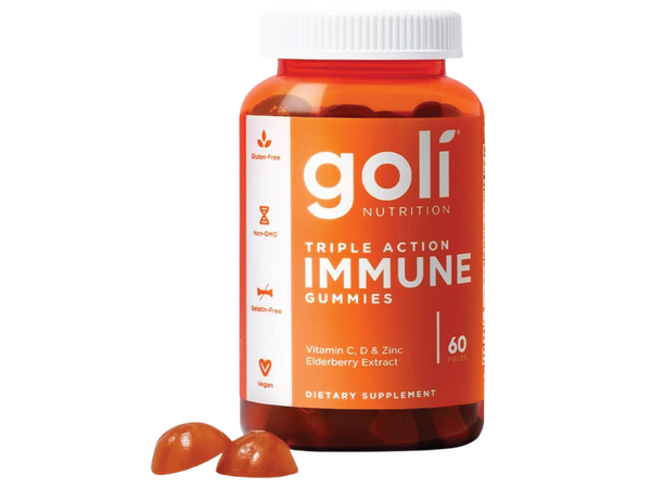Goli Immune Gummy Vitamin - 60 Count - Elderberry, Vitamin C, D & Zinc, Plant-Based, Vegan, Non-GMO, Gluten-Free & Gelatin-Free