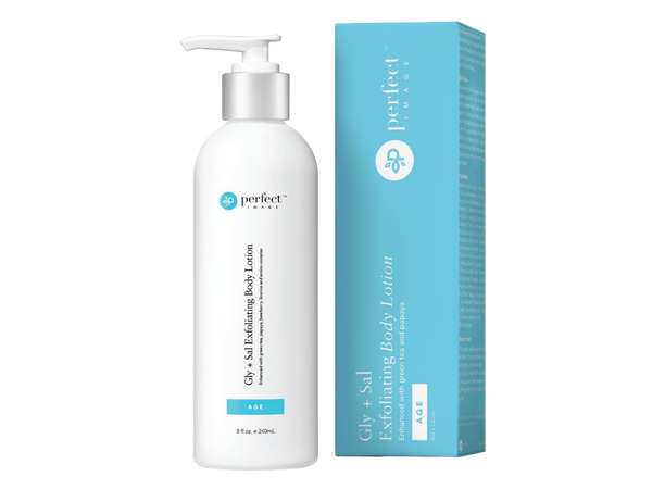 Gly + Sal Exfoliating Body Lotion, 8% Glycolic Acid and 2% Salicylic Acid Lotion Enhanced with Green Tea, Papaya, Bearberry, Licorice and Amino Complex - Perfect Image